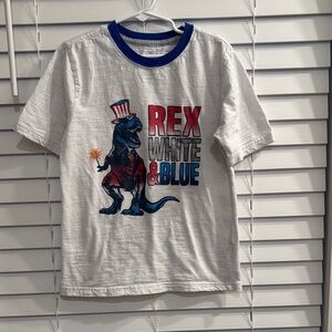 Patriotic Dinosaur Kids T-Shirt - White & Blue